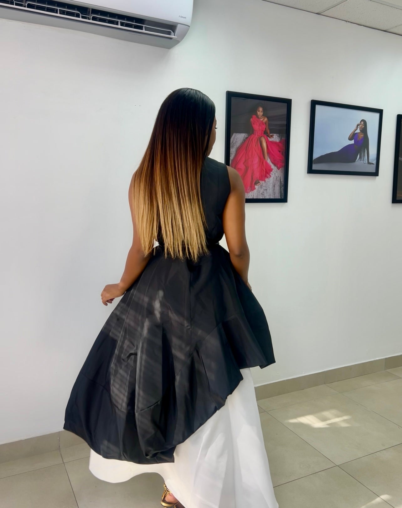 Black a white bubble dress