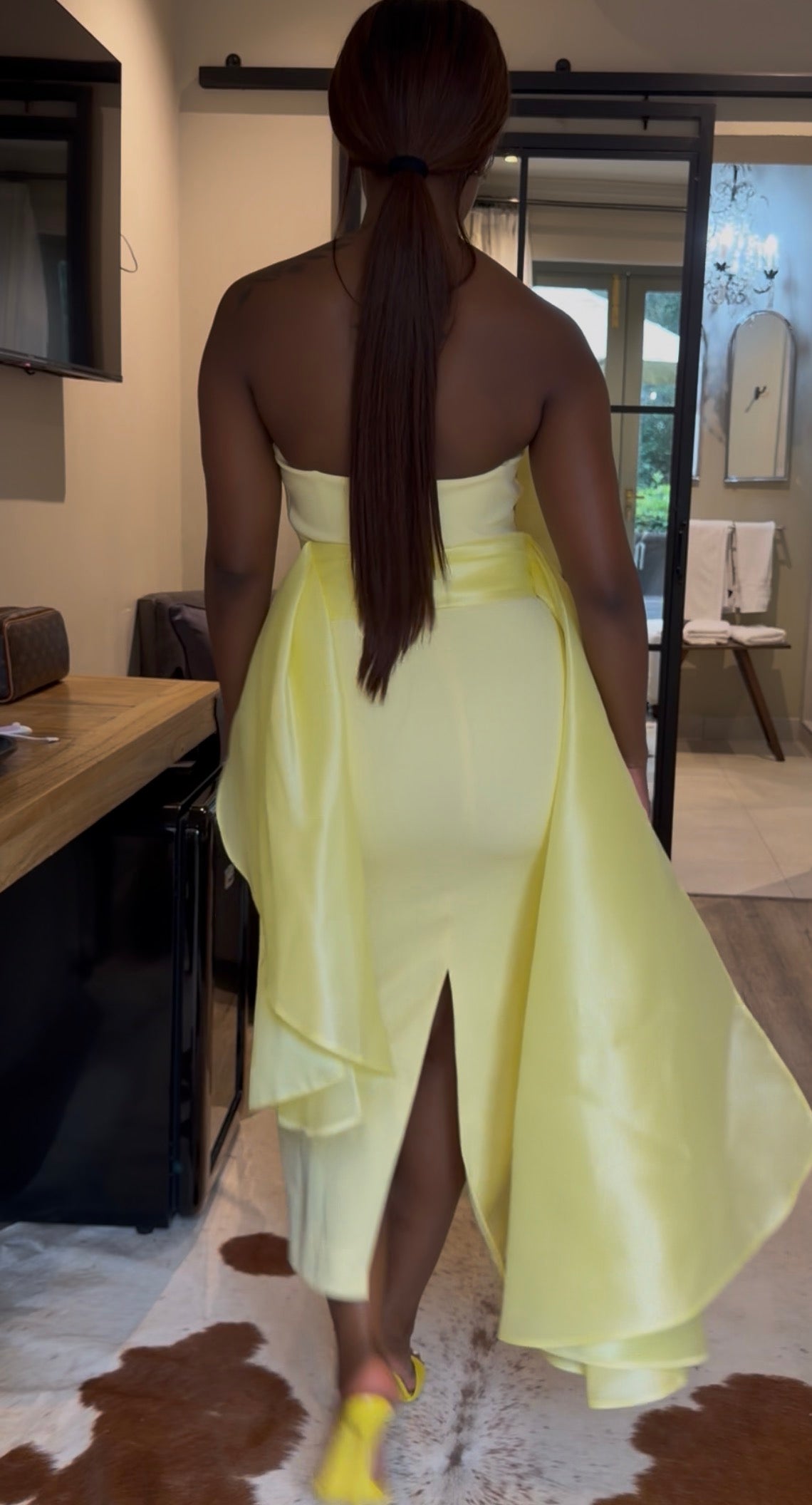 Yellow midi dress