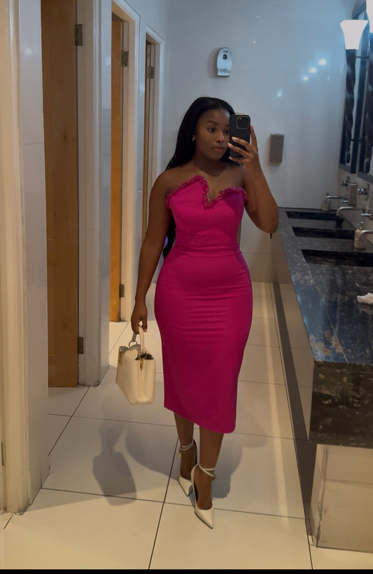 Pink midi dress