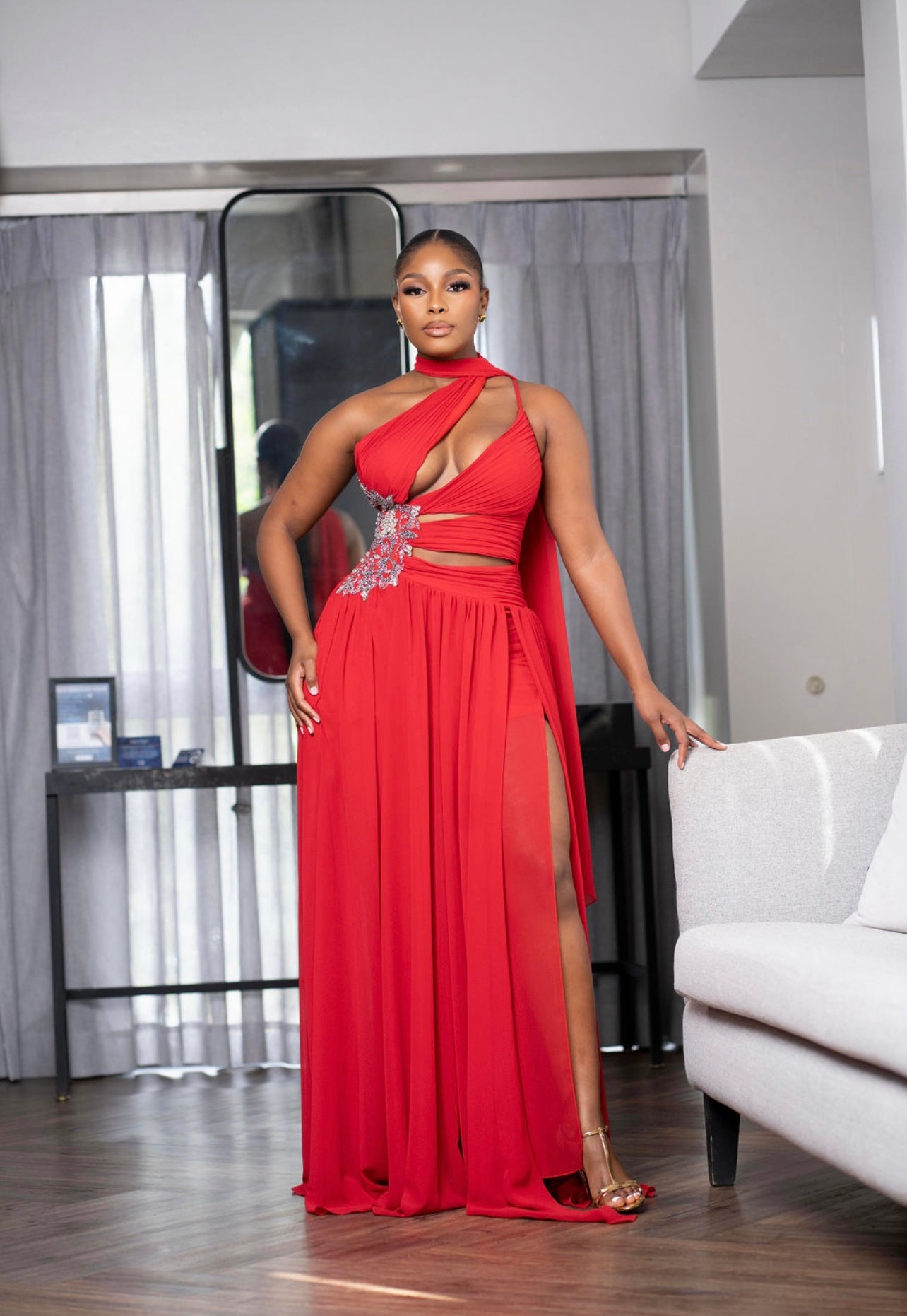 Red maxi dress