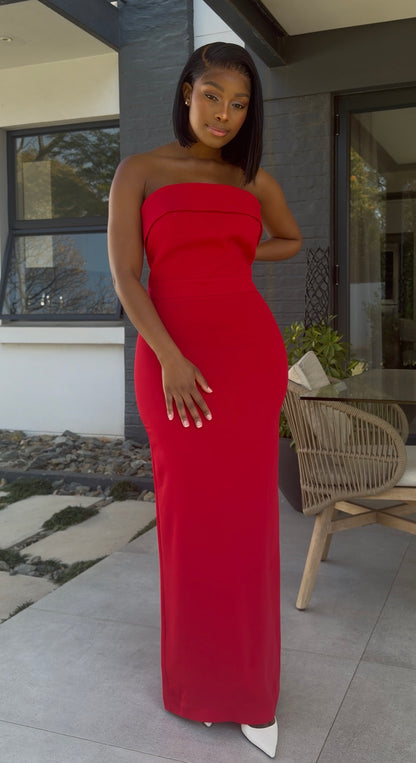 Red maxi dress