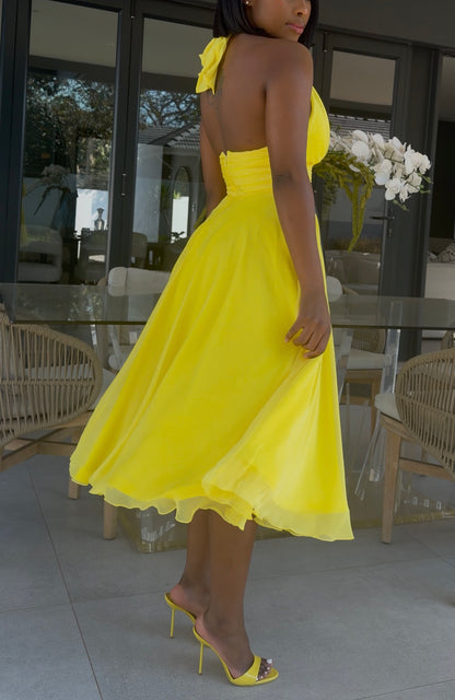 Yellow A-line dress