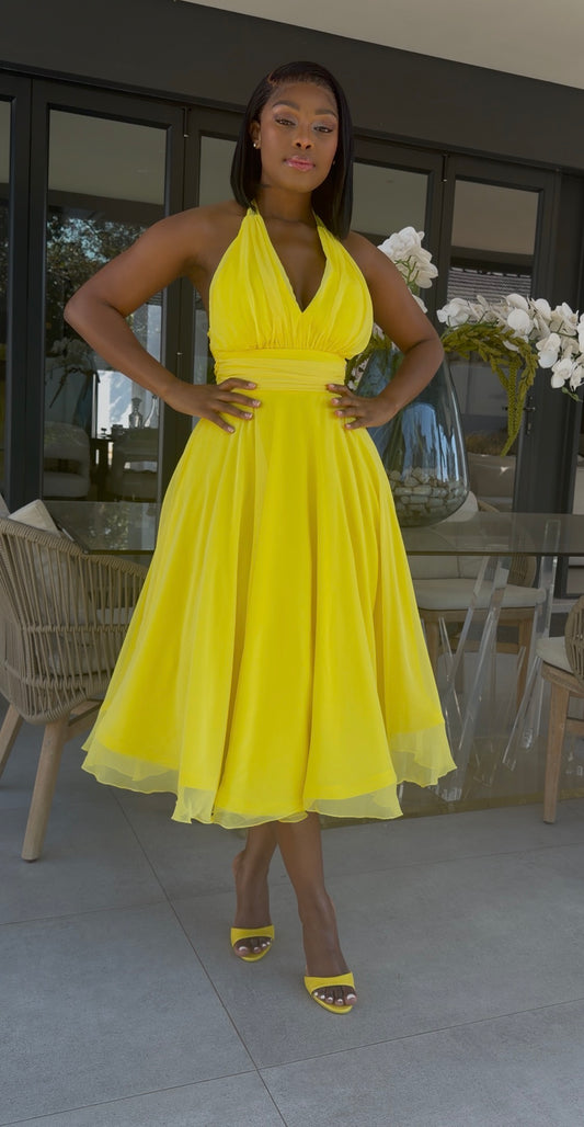 Yellow A-line dress