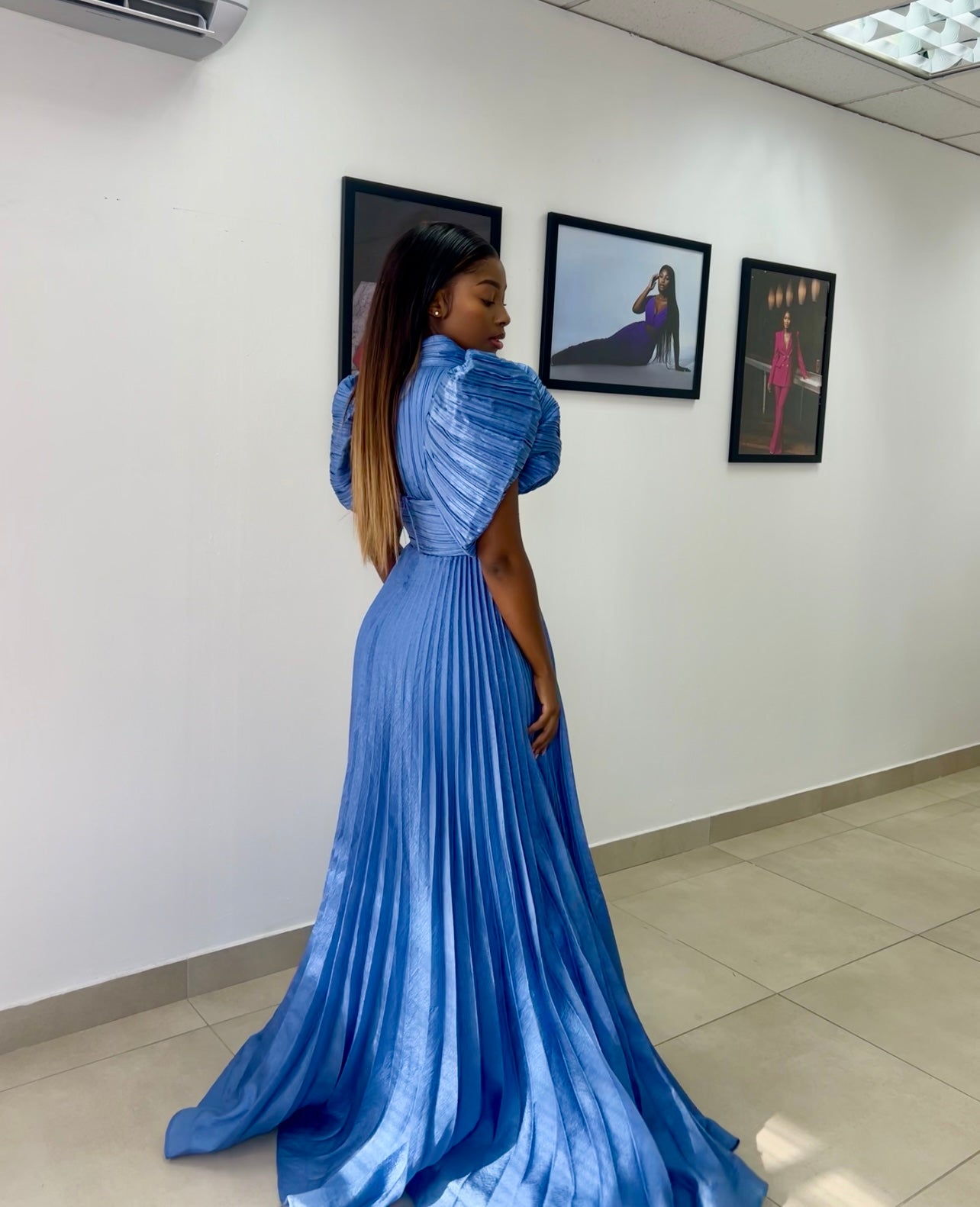 Puff shoulder dress