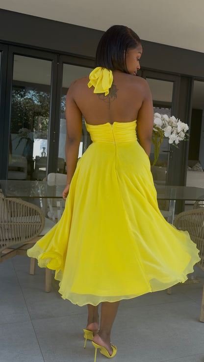 Yellow A-line dress