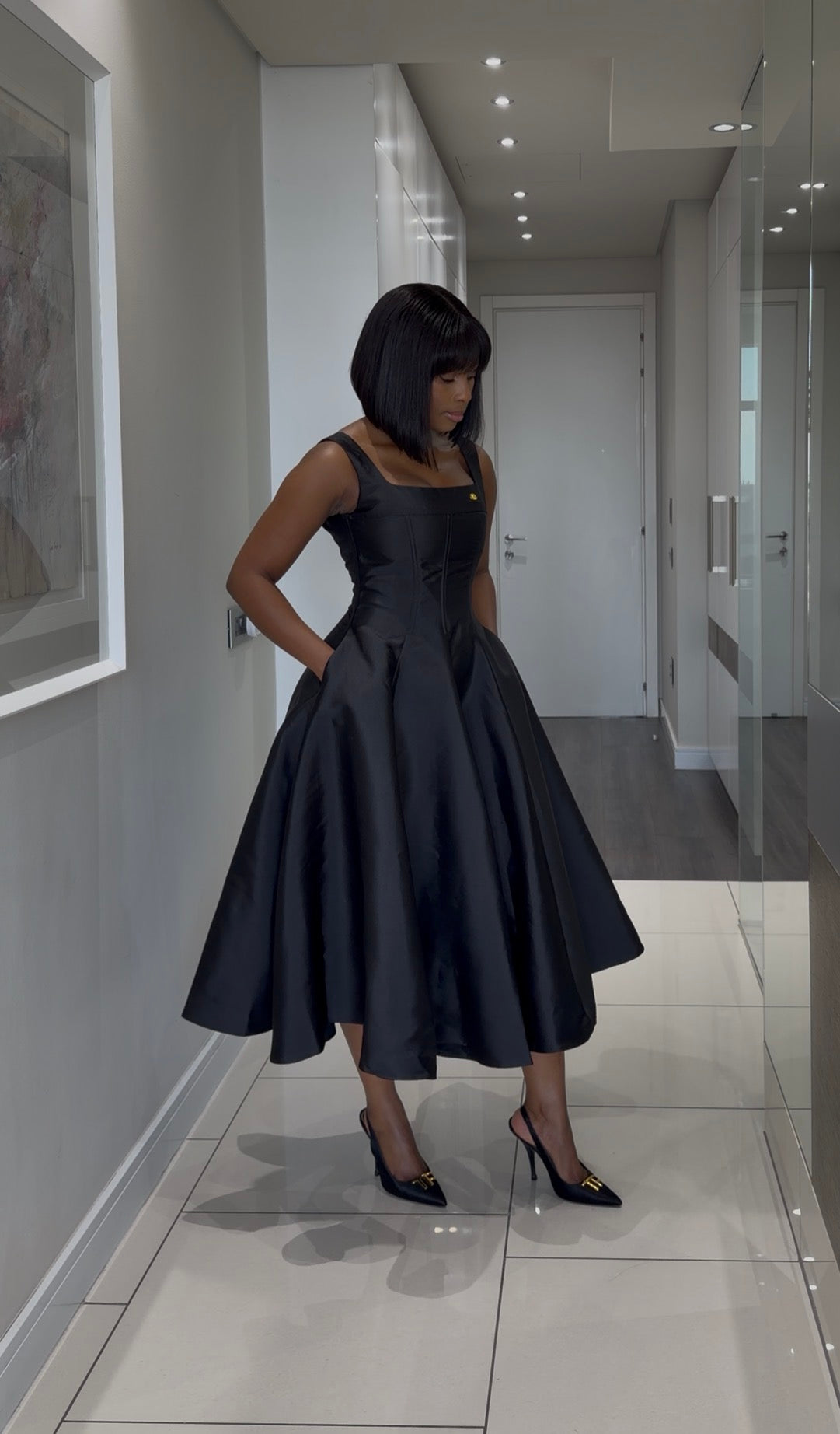 Black A-line dress