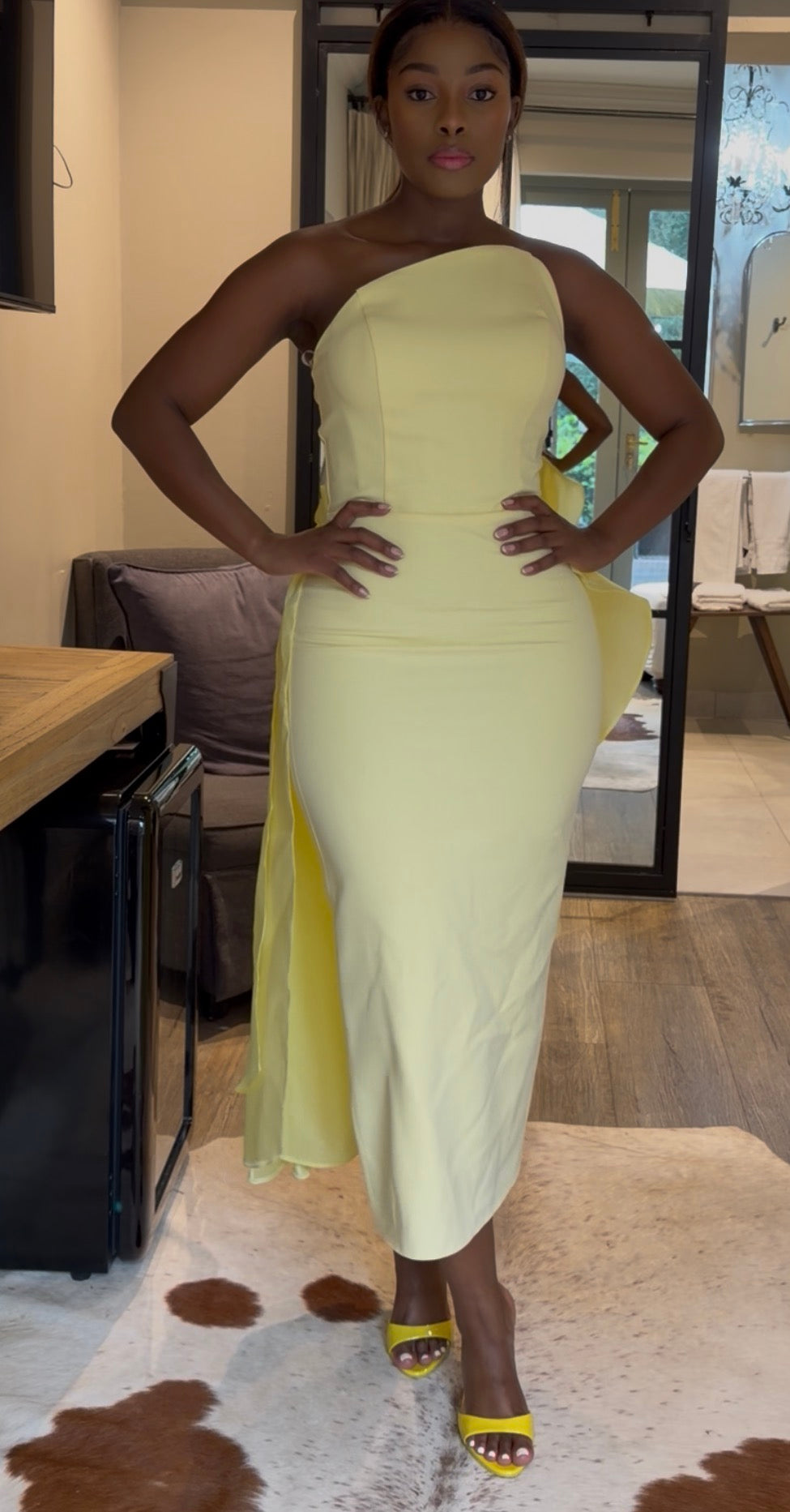 Yellow midi dress